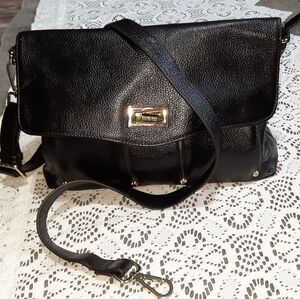 Ruby Kats Black Leather Crossbody Sling Purse/Lime Green Interior Size Medium